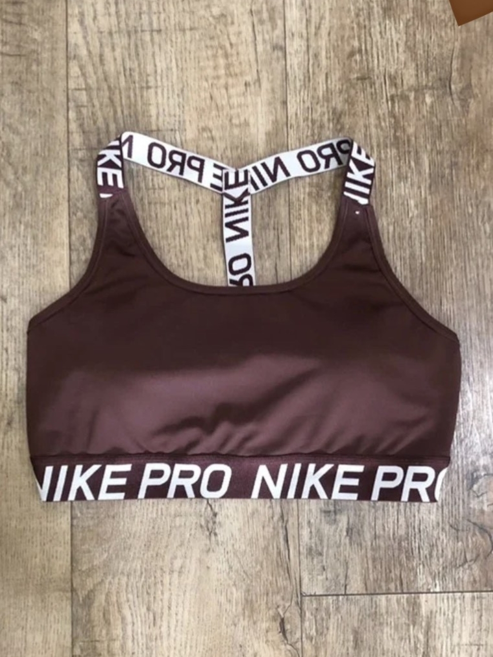 Nike Pro Brown Sports Bra with Branded Elastic